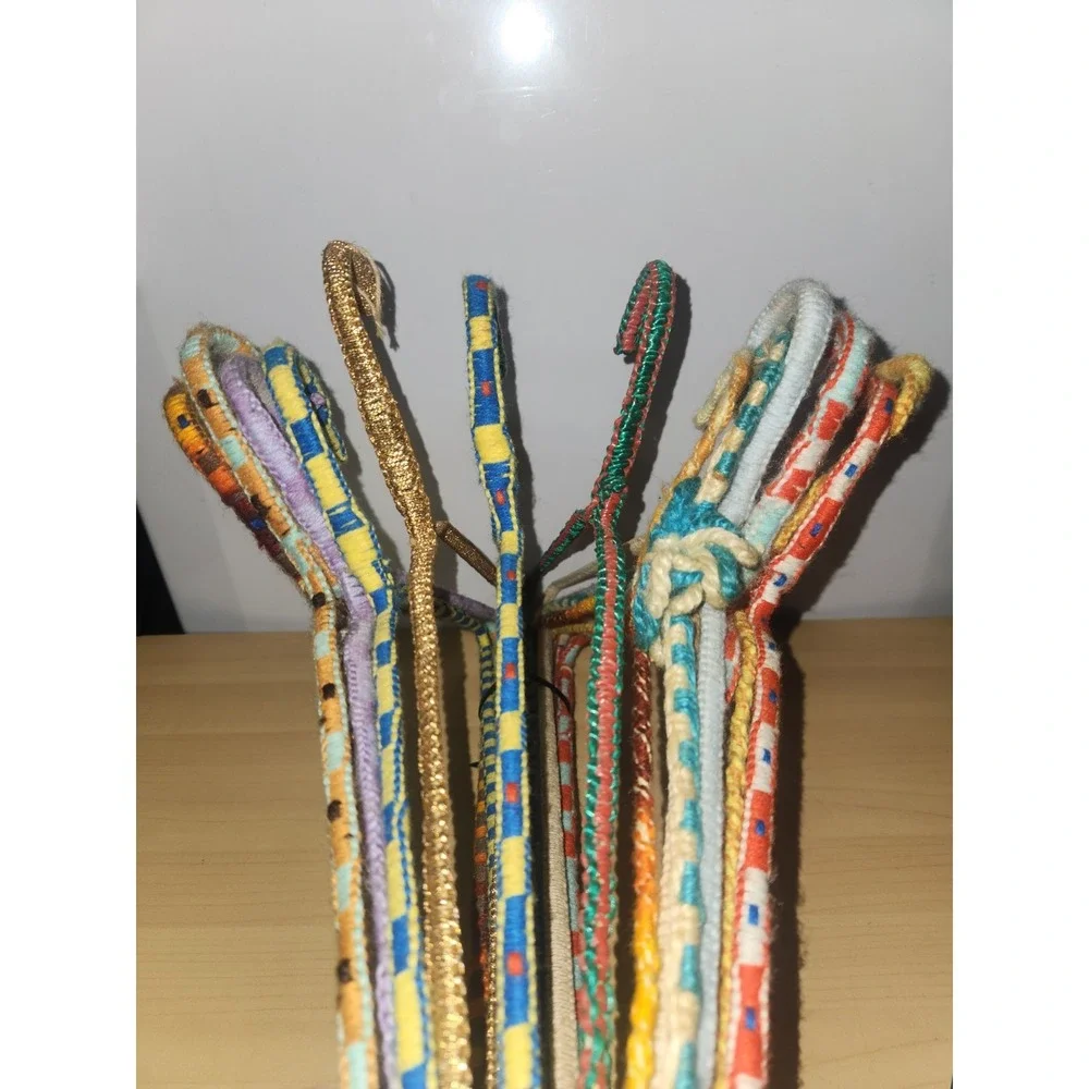 Handmade Crochet Covered Colorful‎ Multicolor Yarn Metal Hangers~14~ Vintage